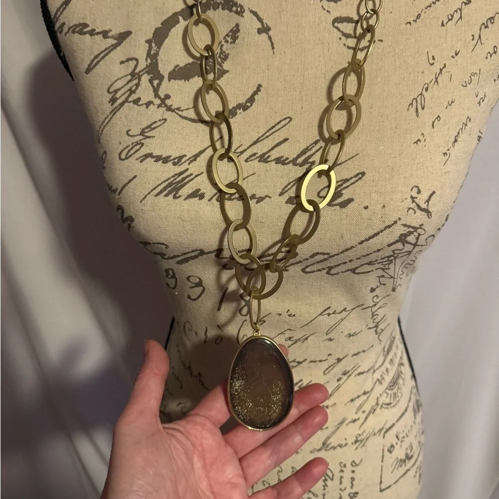 Chicos purple pendant with gold shimmer